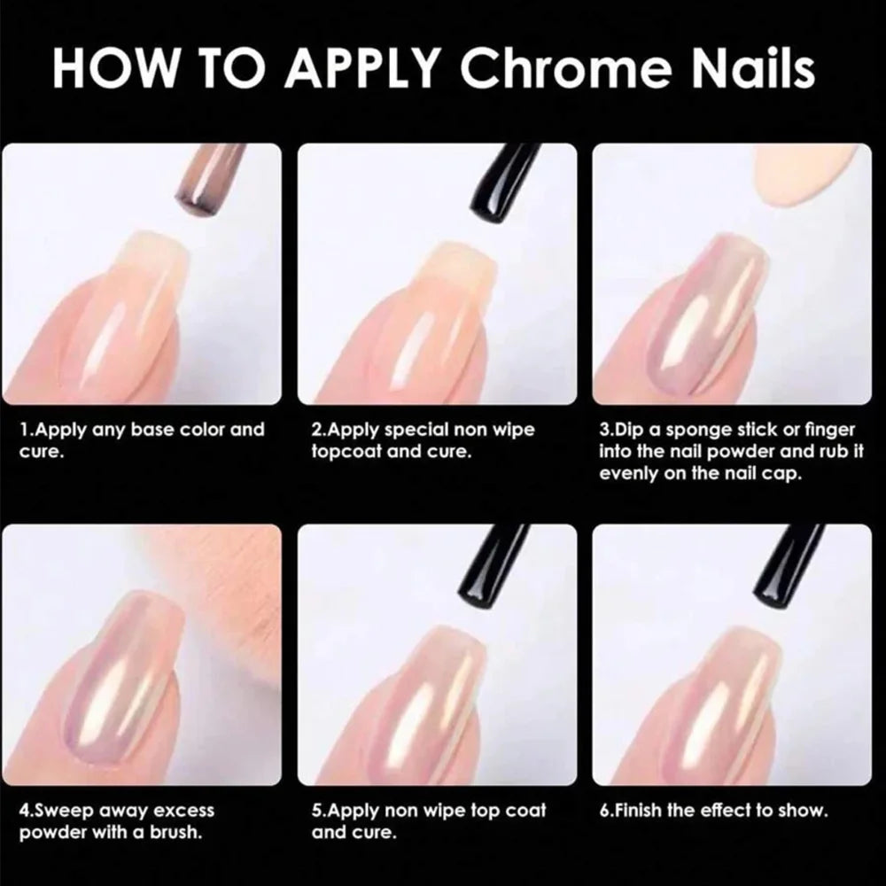 Chrome Nail Powder Ice Transparent Aurora Gloss Pearl Rainbow Metal Qme