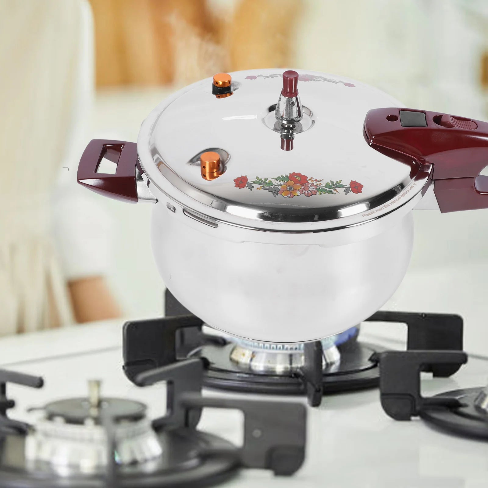 Pressure Cooker Stainless Steel 80KPA Pressure Cooker Ergonomic Handle Multiple Security Guard for Home Use 6/7/9/11L Qme