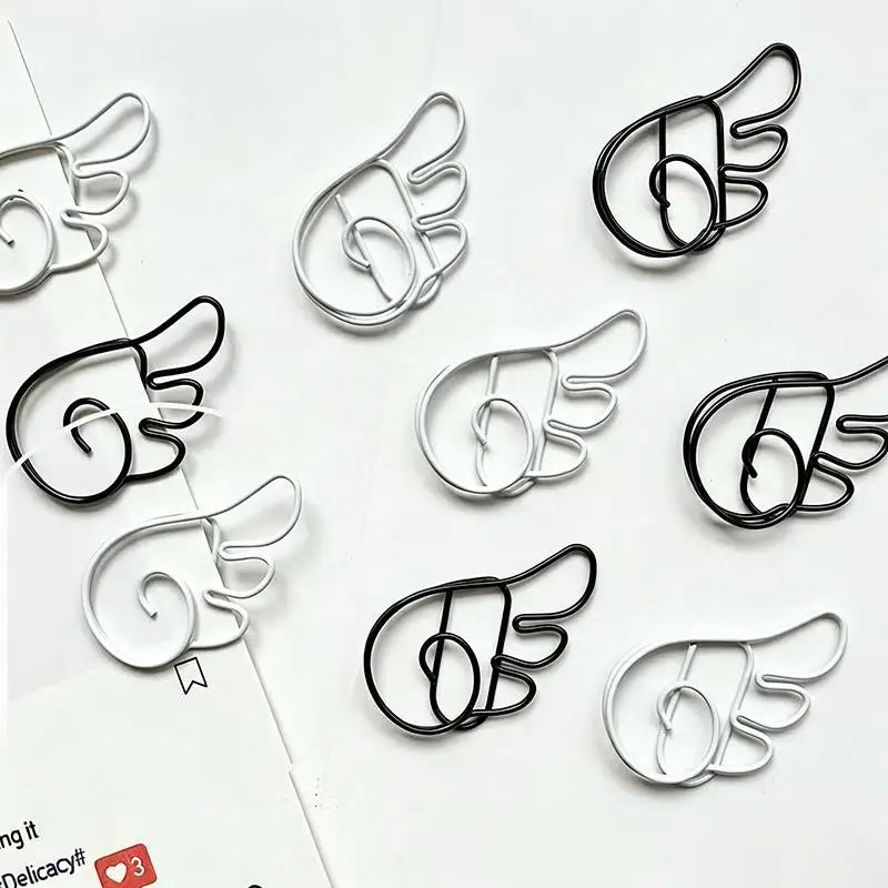 Angel Wing Shaped Decorative Paper Clips Durable Metal School Office Qme