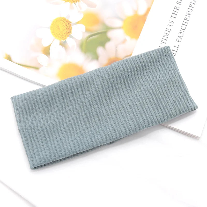 Elastic Solid Headbands Women Yoga Knitting Hairbands Wash Makeup Qme LIGHT BLUE