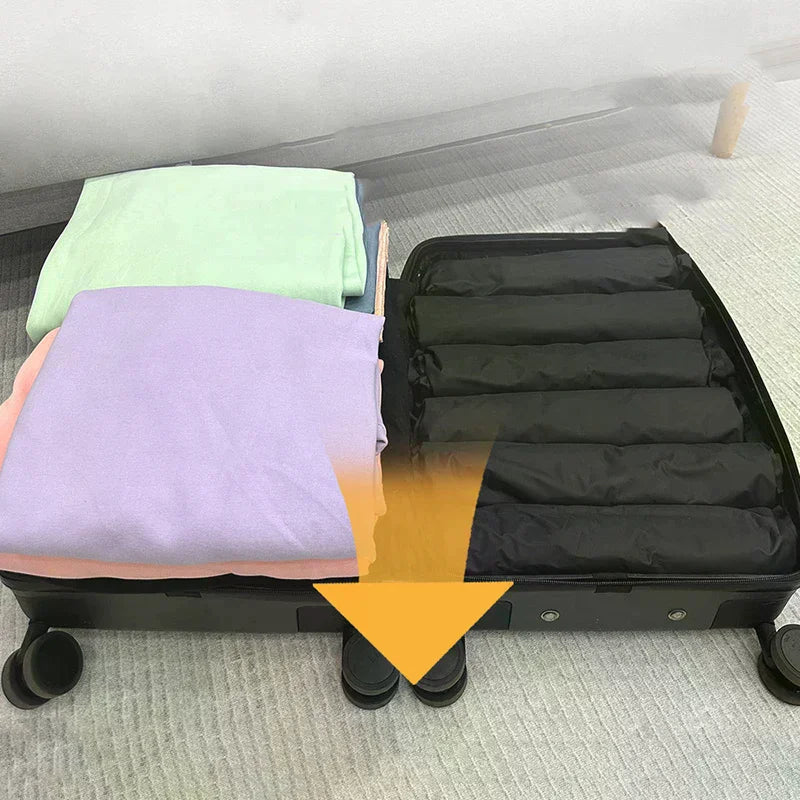 Reusable Hand Roll Vacuum Bags For Travel Waterproof Vacuum Compression Bag Luggage Vacuum Wardrobe Clothing Storage Bag Qme
