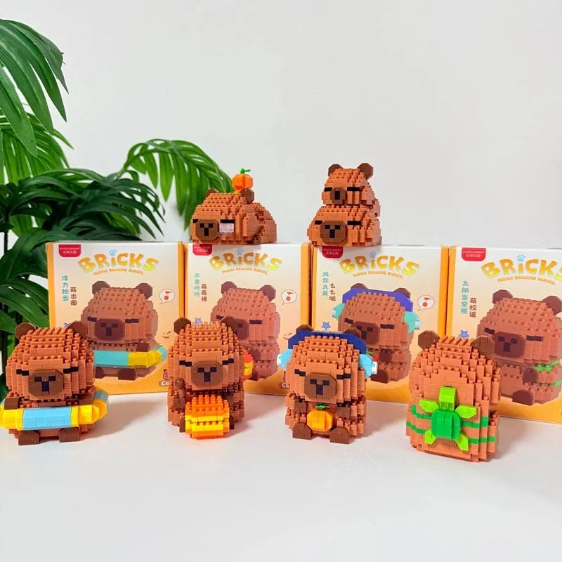 Cute Doll Kapi Capybara Bala Creative DIY Micro Building Blocks Capybara Ornaments Children's Educational Toys Man Gift Qme