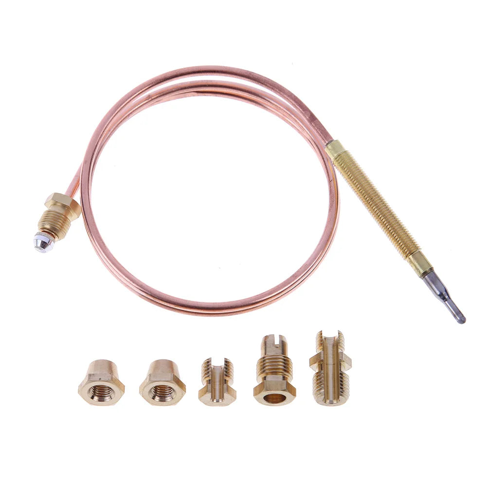 1/2PCS Universal Gas Thermocouple Valve 60/120cm Fireplace Replace Thermocouple for Hot Water Boiler Tea Urn with 5 Fixed Parts Qme