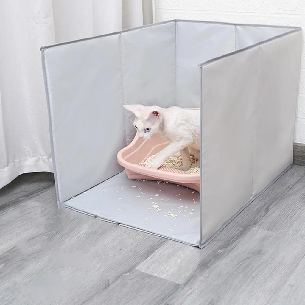 Litter Box Enclosure High Sided Litter Box Splash Guard For Cat Anti-Leakage Foldable Protector For Hygiene Messes Prevention Qme