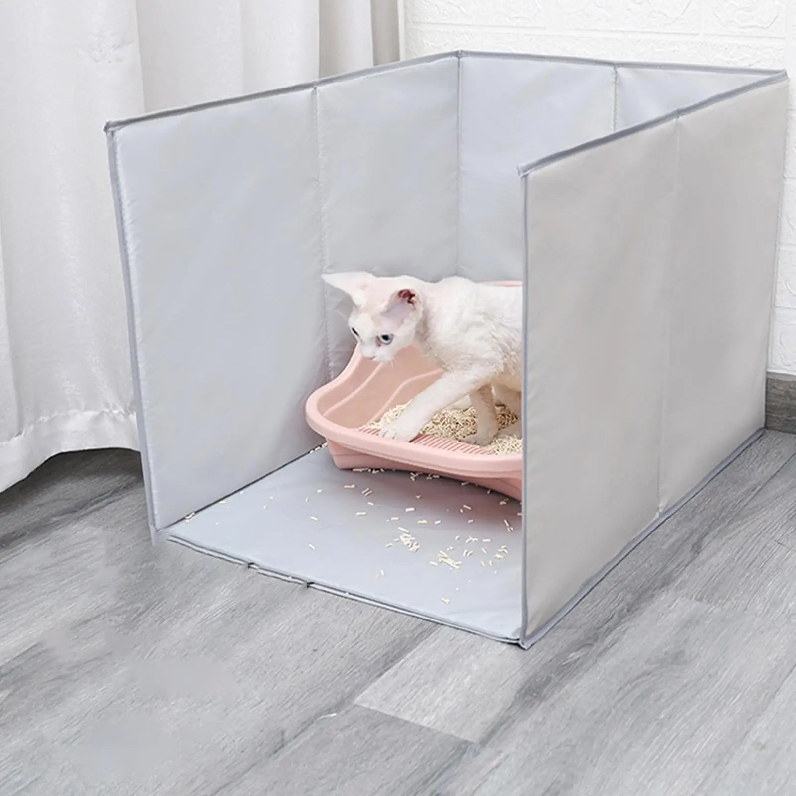 Litter Box Enclosure High Sided Litter Box Splash Guard For Cat Anti-Leakage Foldable Protector For Hygiene Messes Prevention Qme