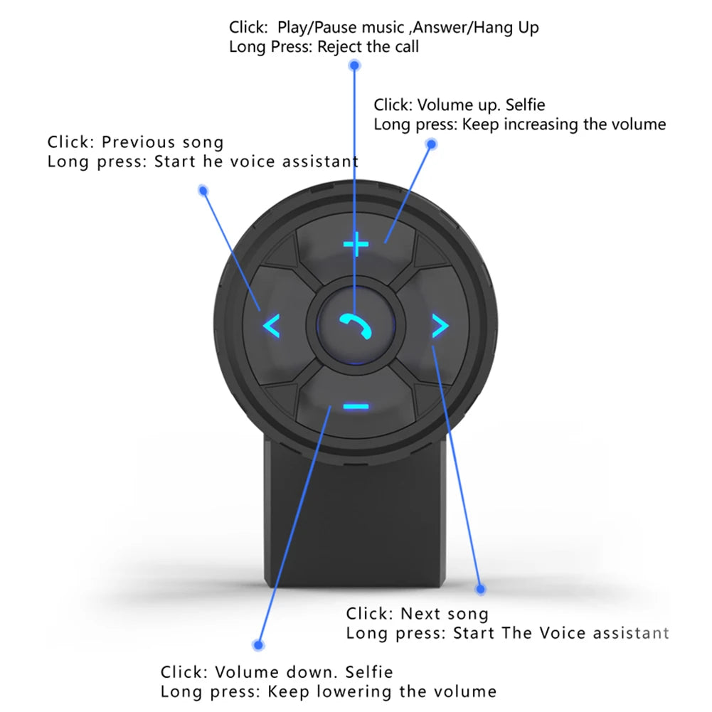 Smart Remote Wireless Controller Button Bluetooth-compatible Hands-free Phone Call for Helmet Earphone Motorcycle/Bike Handlebar Qme