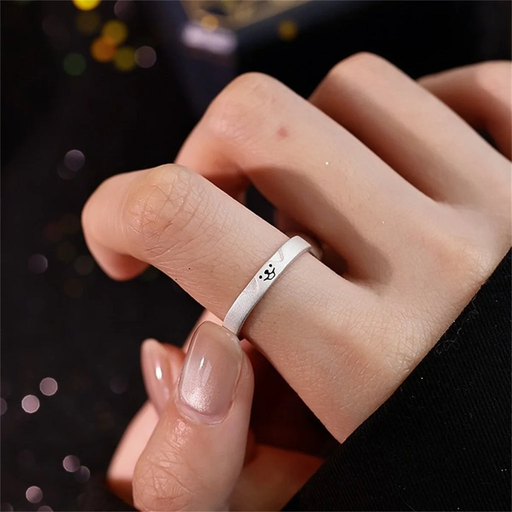 1/2pcs Animal Cute Cat Dog Animal Couple Ring for Women Men Fashion Statement Lover Rings Valentine's Day Party Jewelry Gifts Qme
