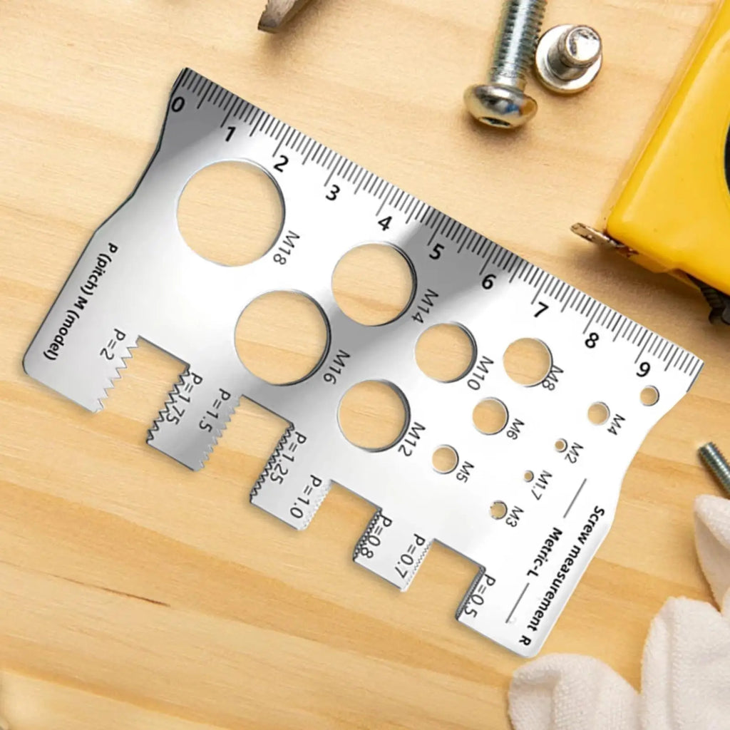 Thread Gauge Stainless Steel Screw Ruler Easy-to-read Woodworking Qme