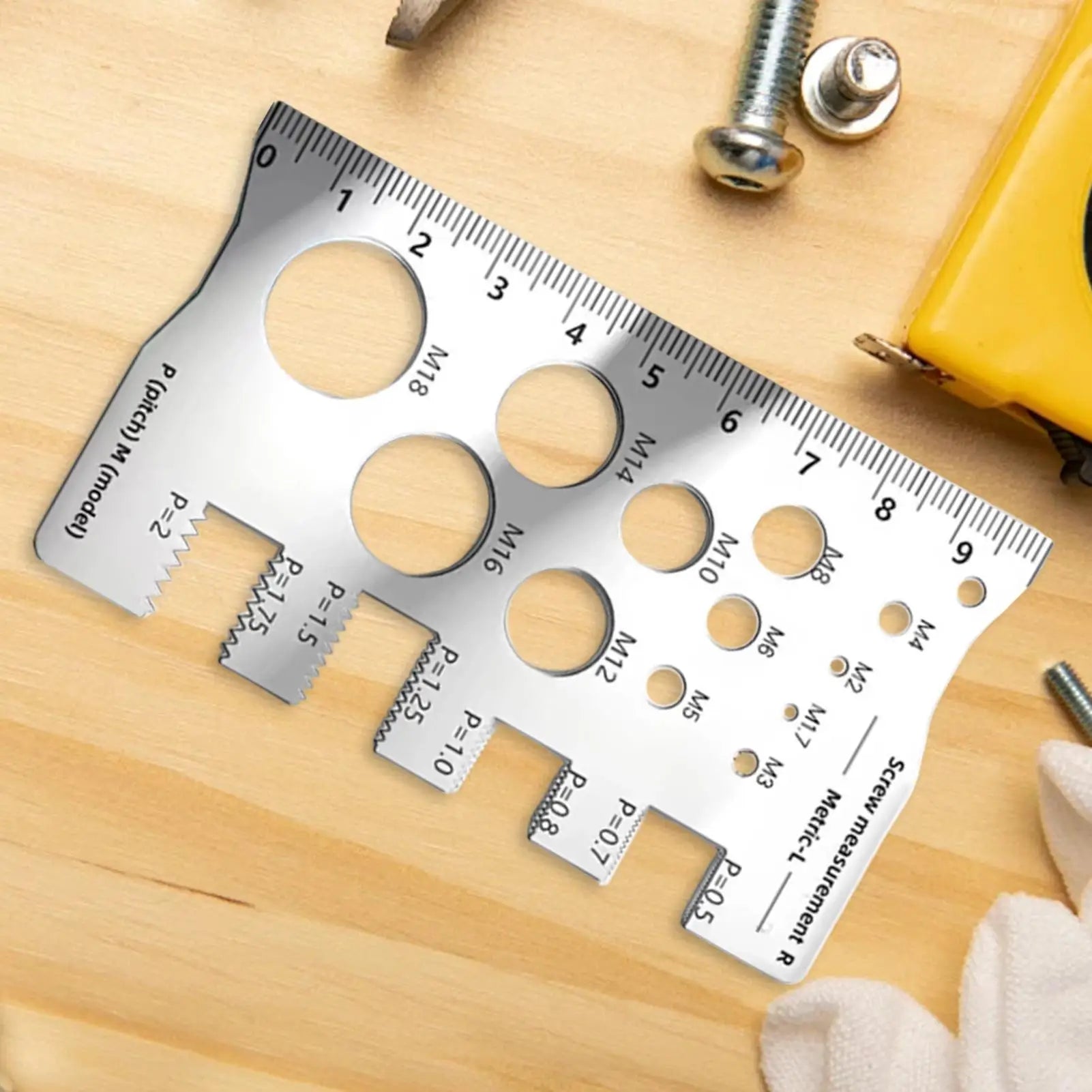 Thread Gauge Stainless Steel Screw Ruler Easy-to-read Woodworking Qme