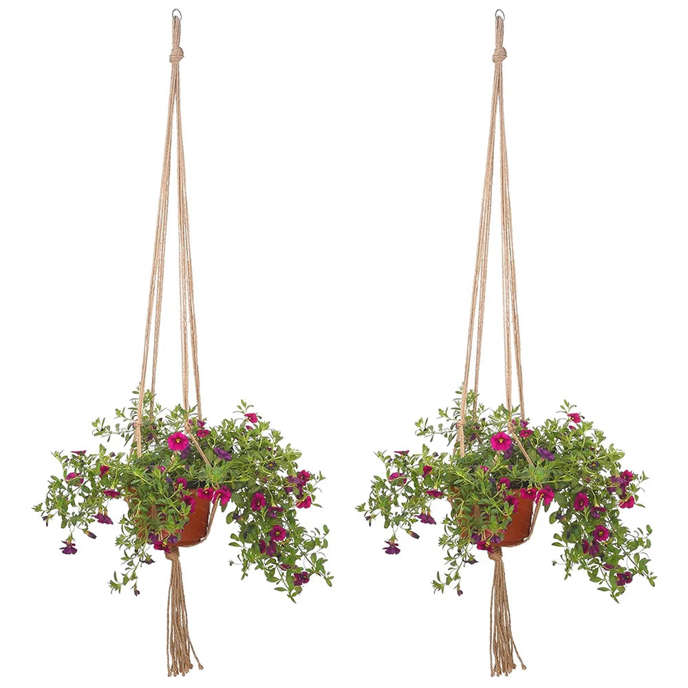 1PC Creative Woven Garden Flowerpot Net Cotton Hemp Rope Hand-Woven Simple Indoor And Outdoor Hanging Wall Qme