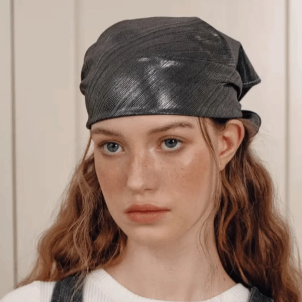 Polyester Liquid Silvery Headscarf Sparkly White Shiny Metallic Bandana Lightweight Breathable Satin Square Turban Qme