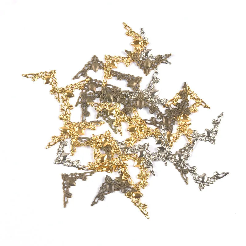 30Pcs Corner Protector Filigree Wraps Metal Crafts Connectors For Jewelry Findings Making Scrapbook DIY Box Album Home Decor Qme