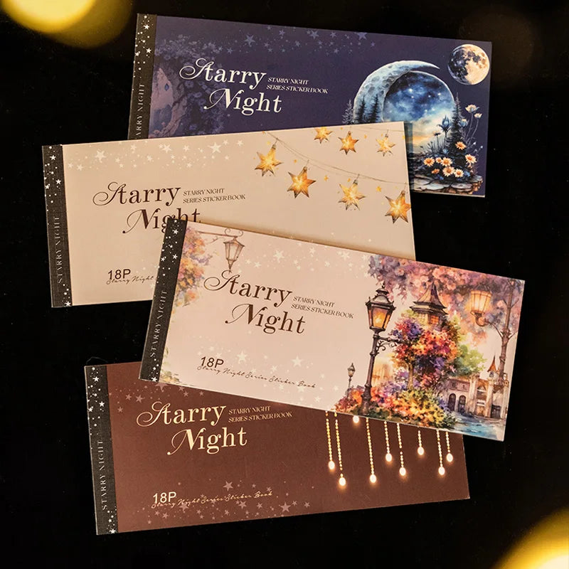 Galaxy Night Die-Cut Sticker Book 18 Sheets/Bag Scrapbook DIY Stationery Journaling Supplies Phone Case Notebook Decoration Qme
