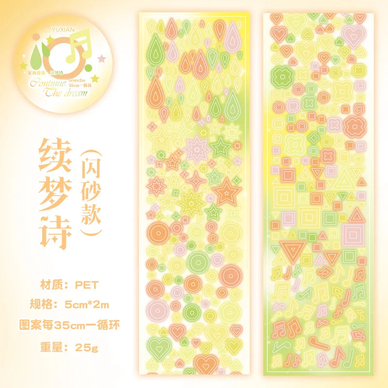 Cute Y2K Glitter Ins Style Decoration Adhesive PET Tape Planner Handbook DIY Scrapbooking Journal Collage Material Stickers Qme E HOT SALE