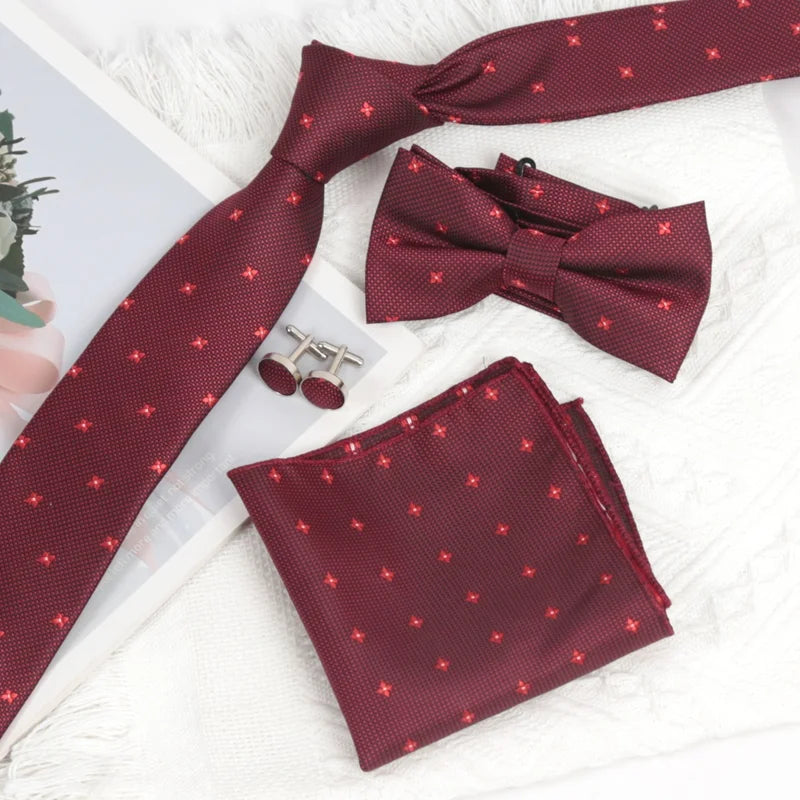 Burgundy Tie Fashion Wholesale Flower Bowtie Male Formal Necktie Qme