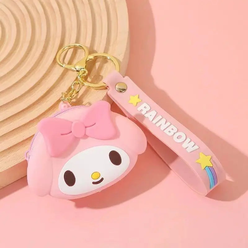 Hello Kitty Kuromi Coin Purse Cute Cartoon Student-Style Instagram-Inspired Fashion Bag Melody Silicone Crossbody Bag Qme 41
