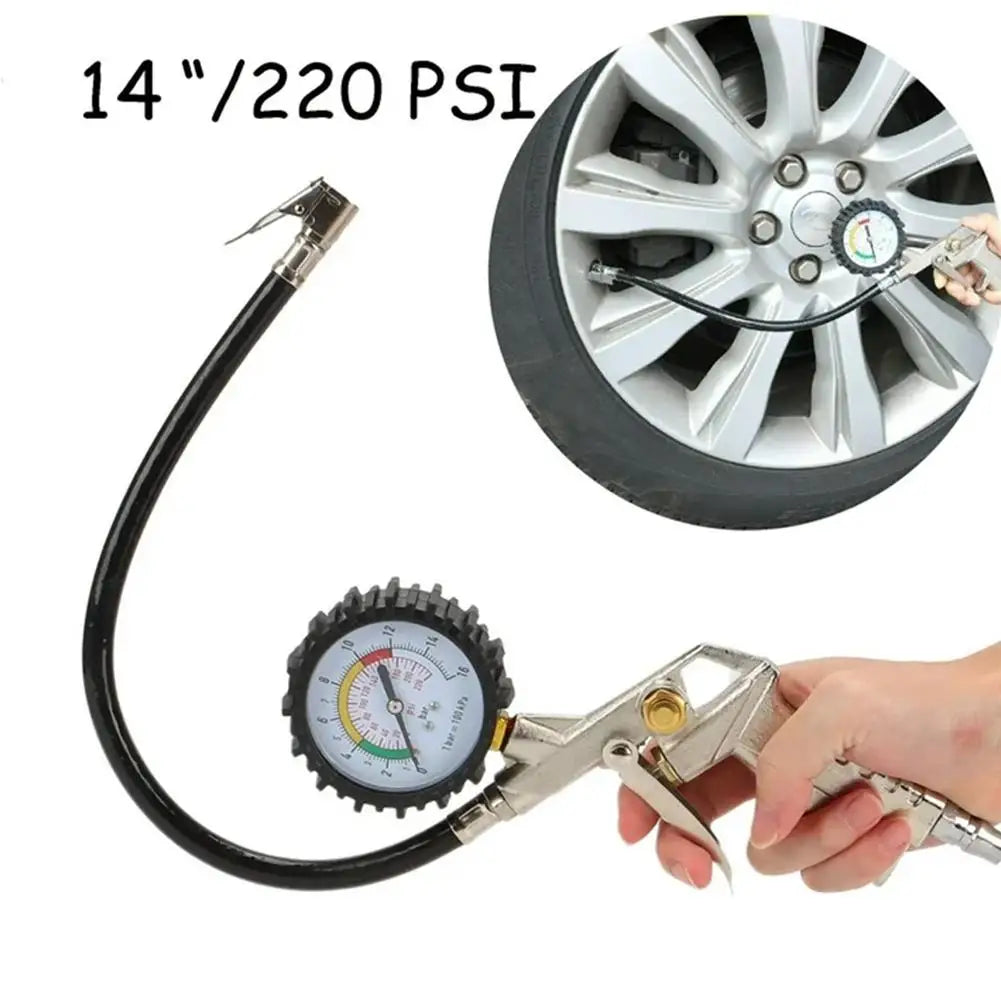 0-16Bar/0-220Psi Auto Tire Pressure Gauge Pressure Gun Type For Air Compressor Car Motorcycle SUV Inflator Pump Tire Repair Tool Qme