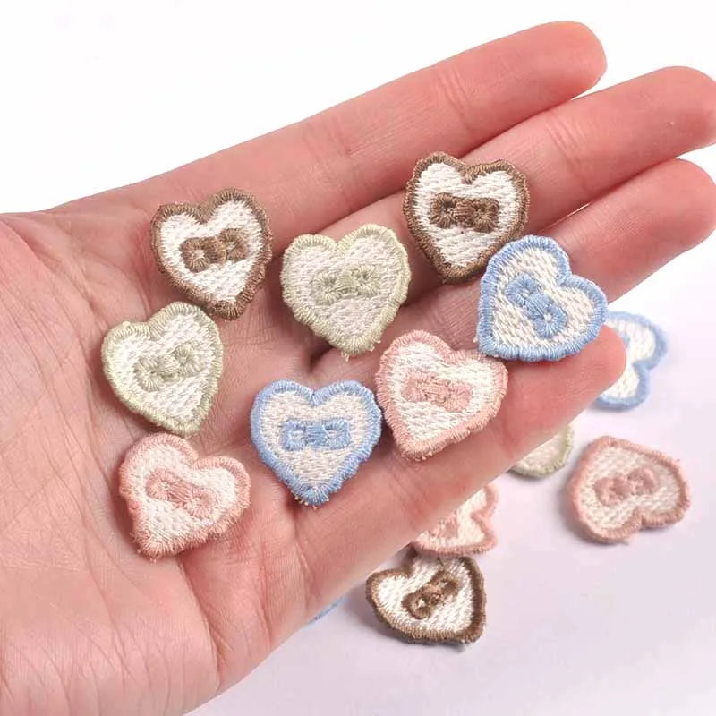 30pcs 20x20mm Heart Bow Embroidered Appliques,Sewing Decoration for DIY Clothes/Hair Accessories No Glue cp4303 Qme