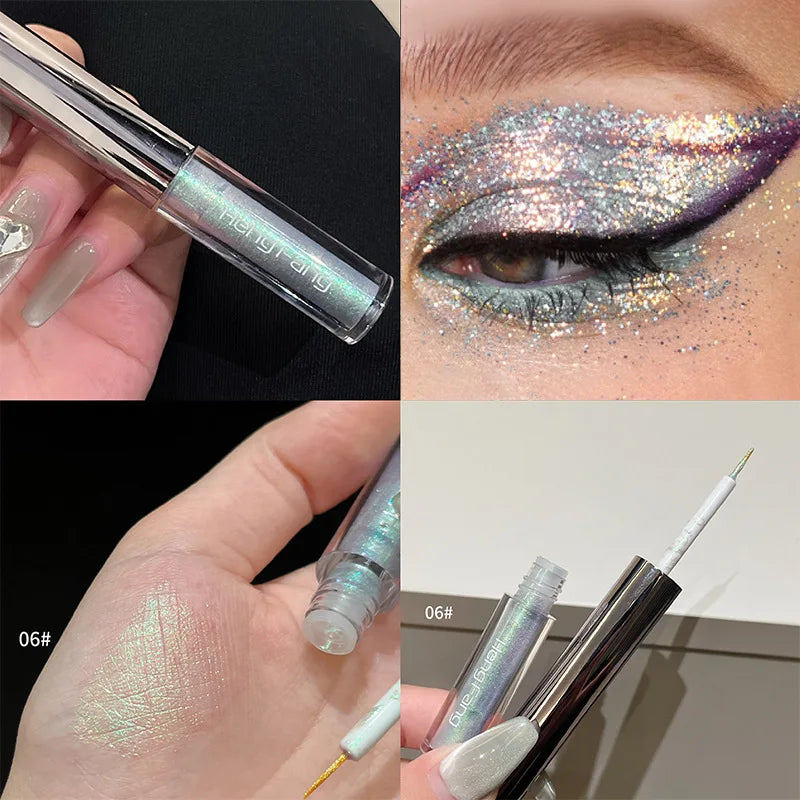 Flash Liquid Eyeliner Durable Shiny Waterproof Colored Liquid Eyeliner Eyeshadow Metallic Pearlescent Chameleon Eyeliner Makeup Qme Eyeliner 06