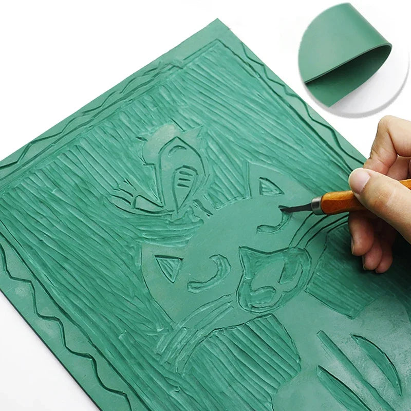 Carving Rubber Block Printmaking Stamp Blocks Kit Sheet Printing Board Plate Making Linoleum Starter Tool Artist Soft Engraving Qme