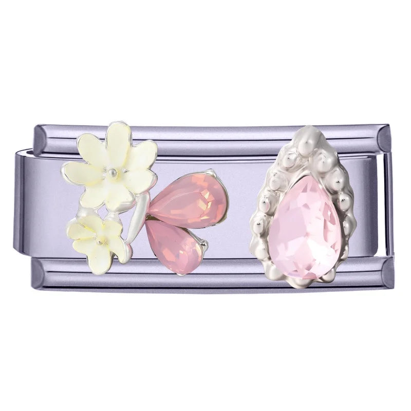Fashion Purple Pink Butterfly Heart Crown Cherry Zircon Italian Charm