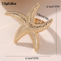 Vintage Exaggerated Metal Flower Starfish Pearl Rings for Women Fashion Aesthetic Beach Style Gold Color Vacation Jewelry Gift Qme 3 resizable