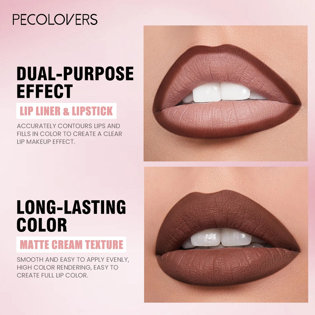 Matte Long-lasting Lipliner Crayon Nib Design Lip Line Lipstick Dual Qme