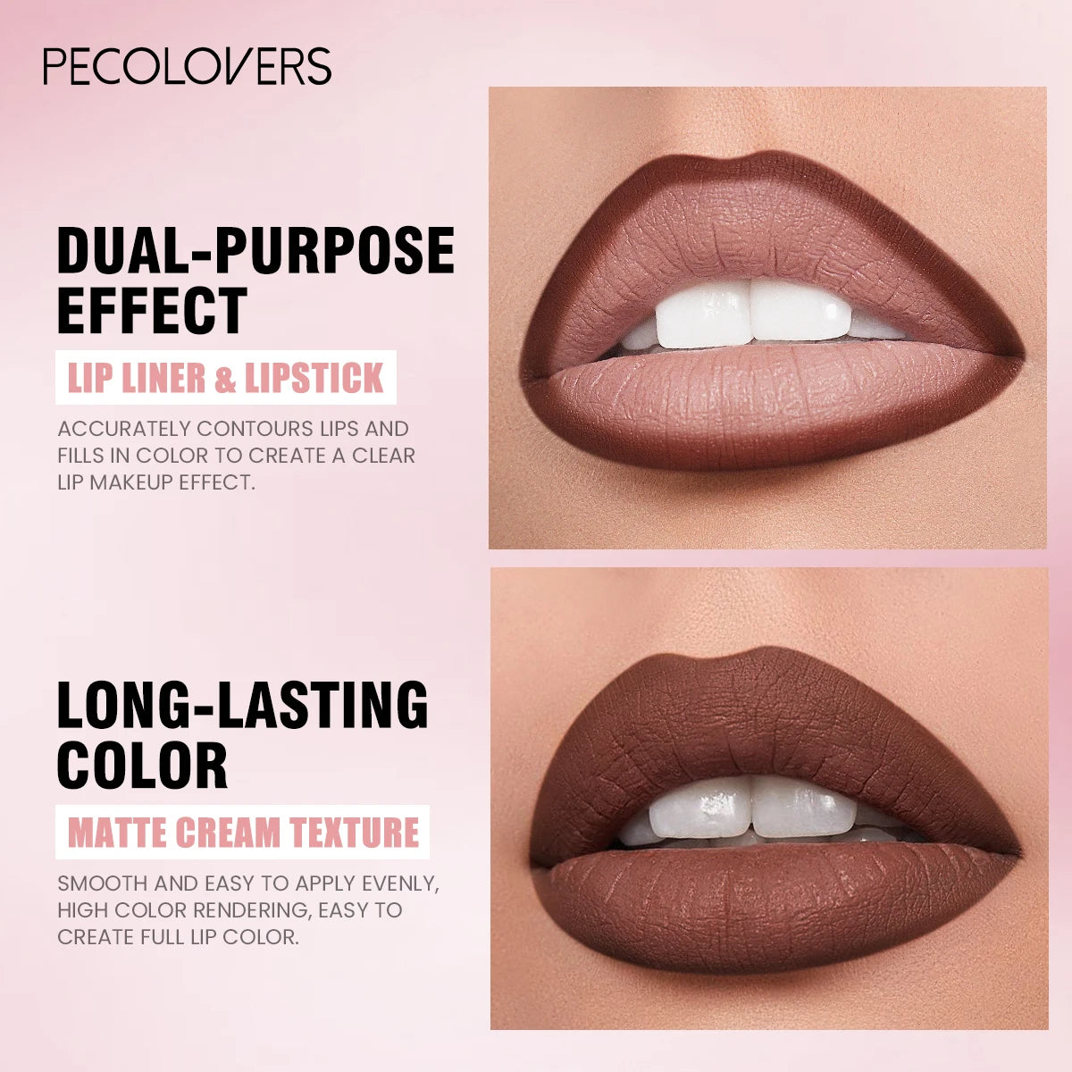 Matte Long-lasting Lipliner Crayon Nib Design Lip Line Lipstick Dual Qme
