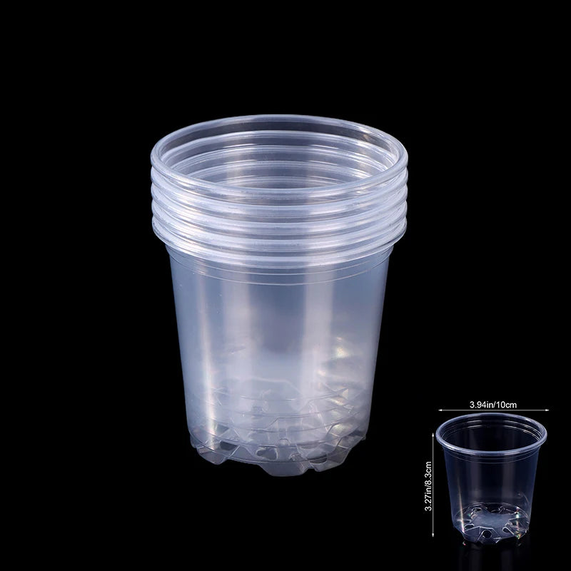 5Pcs Transparent Plastic Flowerpot Drainage Hole Pot Gardening Root Growth Visibility For All Plants Water Damage Protection Qme C