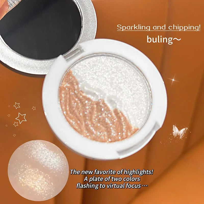 3 Colors Two-tone Glittering Highlighter Pressed Powder Pearlescent Qme