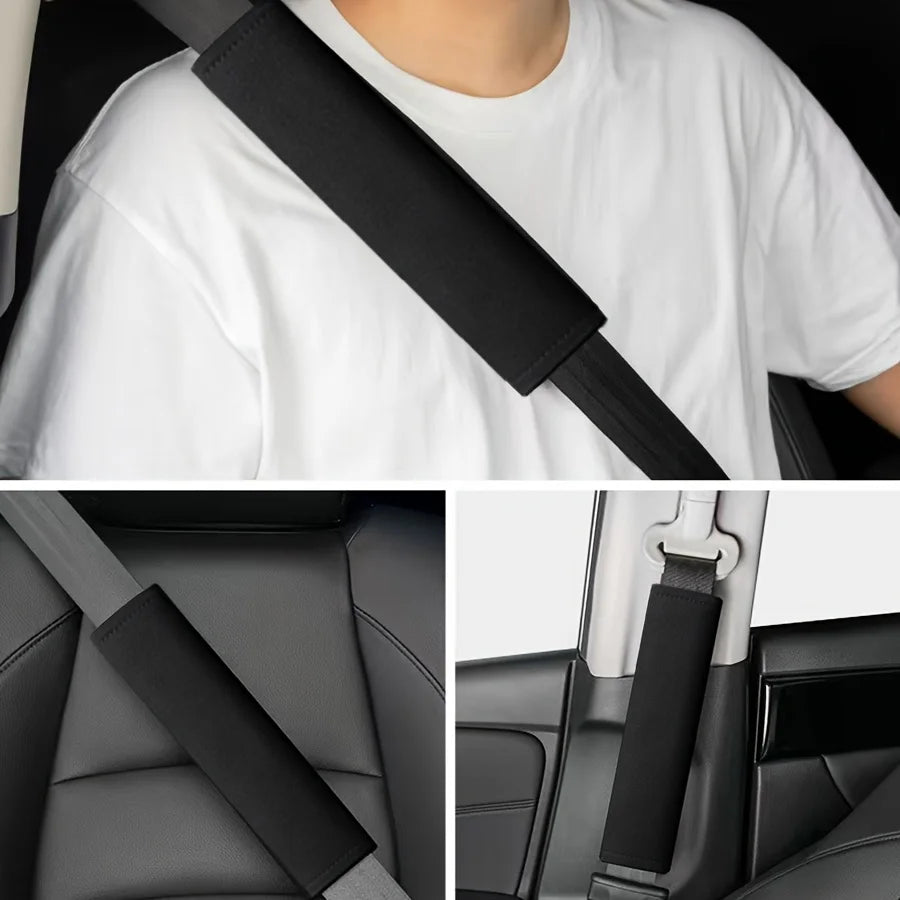 2pcs of Car Seat Belt Shoulder Pads - Soft, Cool, And Comfortable Covers to Enhance The Driving Experience, Black, Qme