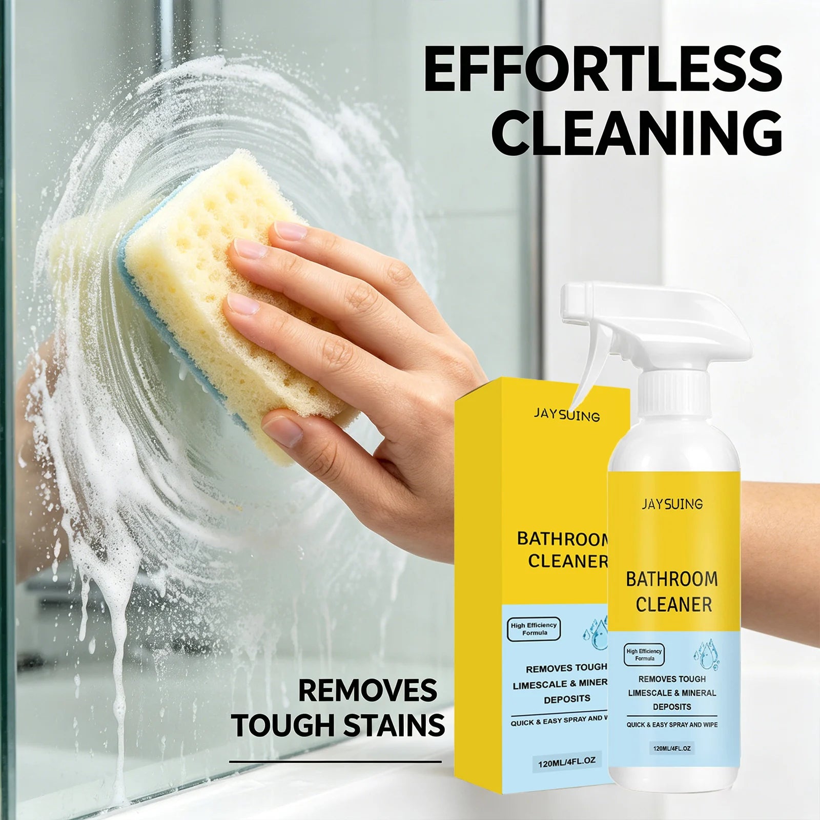 Bathroom Cleaner Spray Powerful Removing Scale Cleaning Ceramic Tile Glass Restoring Luster Limescale & Mineral Deposit Remover Qme