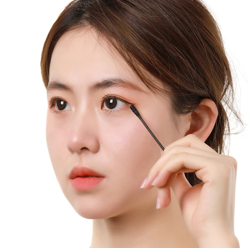 Black Double-headed Cotton Swabs Disposable Ear-picking Makeup Qme