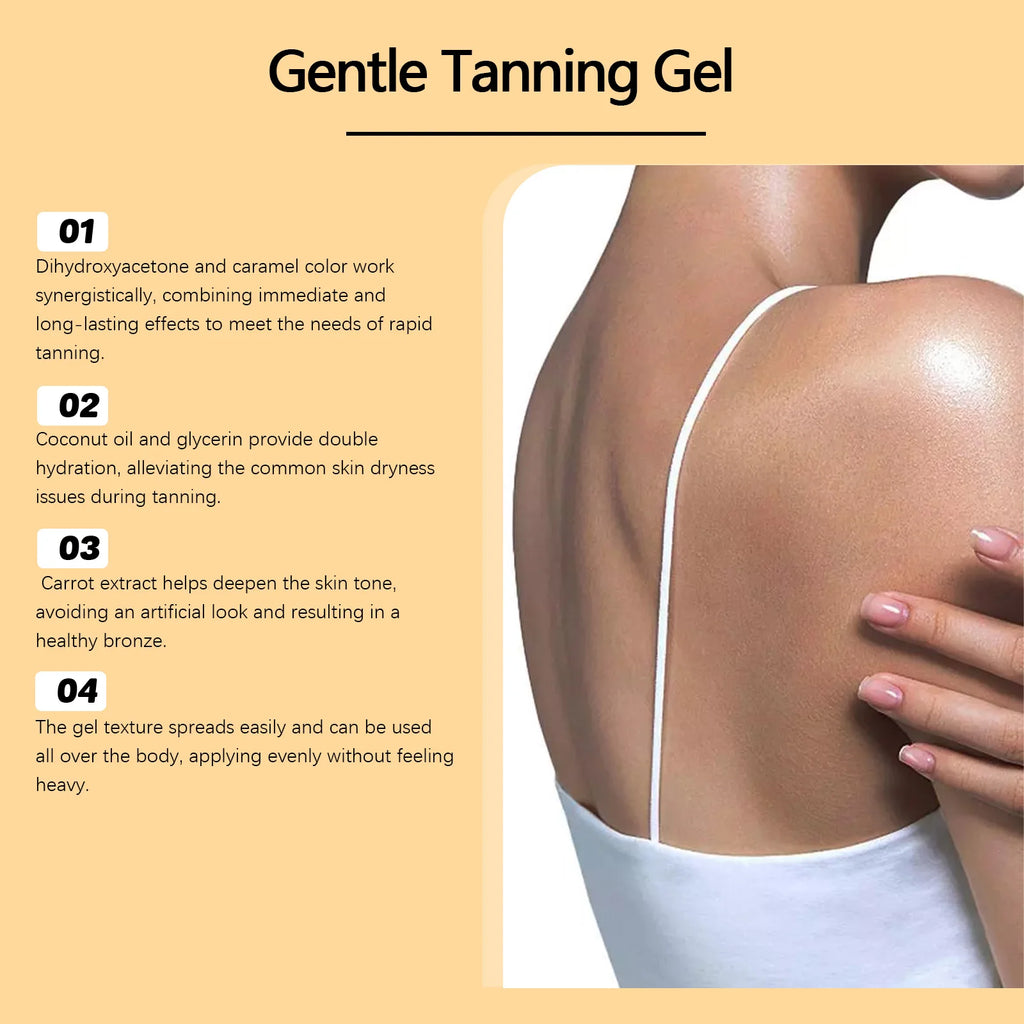 Carroten Gentle Tanning Gel Natural-Looking Sunless Tanner for Body Streak-Free Gradual Tan Hydrating Body Bronzer Non-Greasy Qme