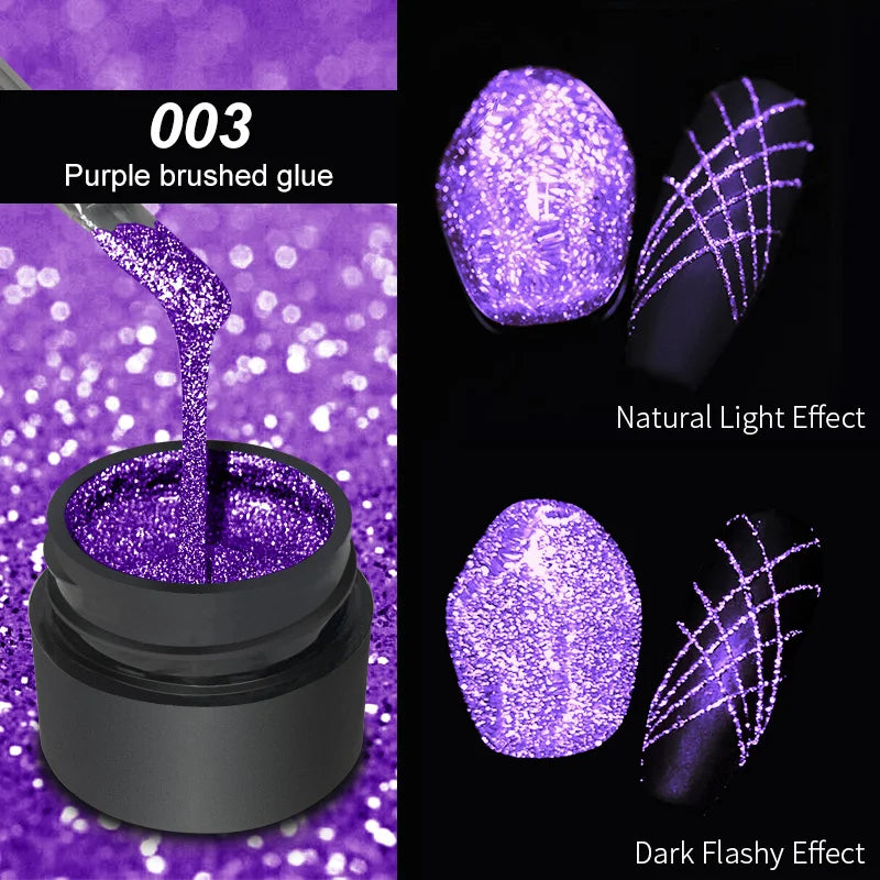 6 Colors Metallic Glitter Liner Gel Nail Polish Reflective Painting Qme 003