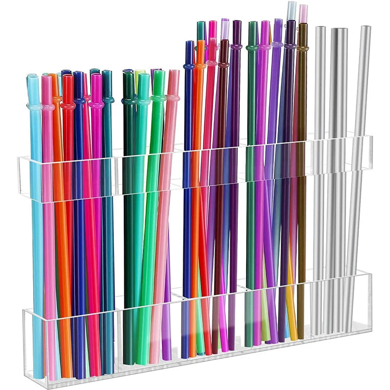 Drinking Straw Holder Organizer No Drilling Cabinet Door Mounted Qme Transparent