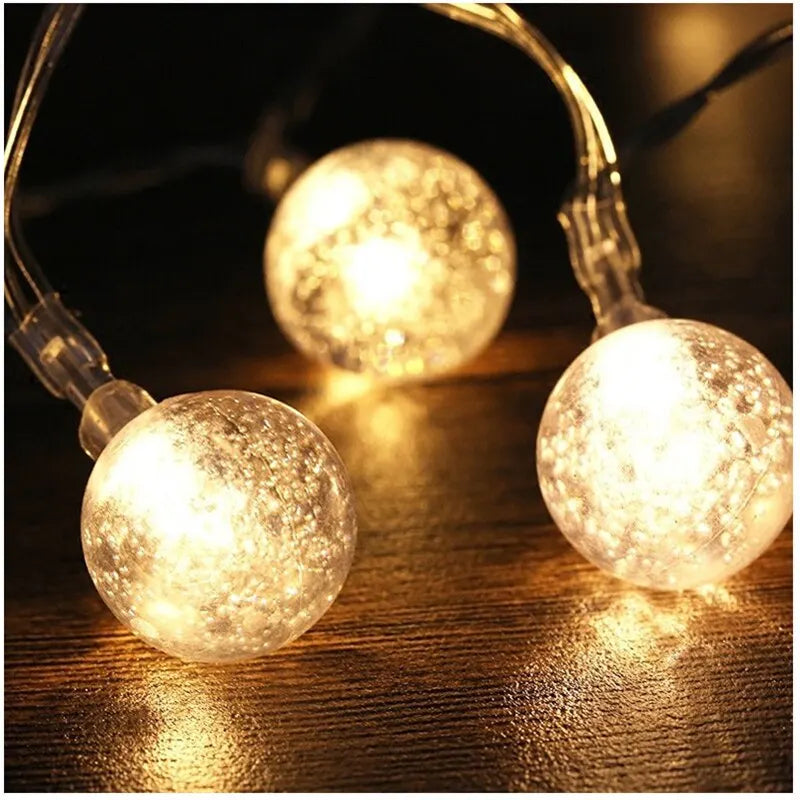 3M LED Light Crystal Ball Outdoor Garden Camping Light String 20 LED Lights Waterproof Garland Light Ramadan Decorations Qme