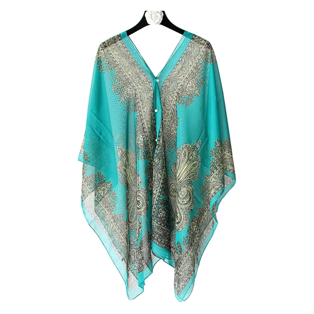 Woman Chiffon Blouse Fashion Women Scarf Shawl Printed Sunscreen Sun Protection Shawl Beach Shawl Soft Loose Bikini Cover Tops Qme
