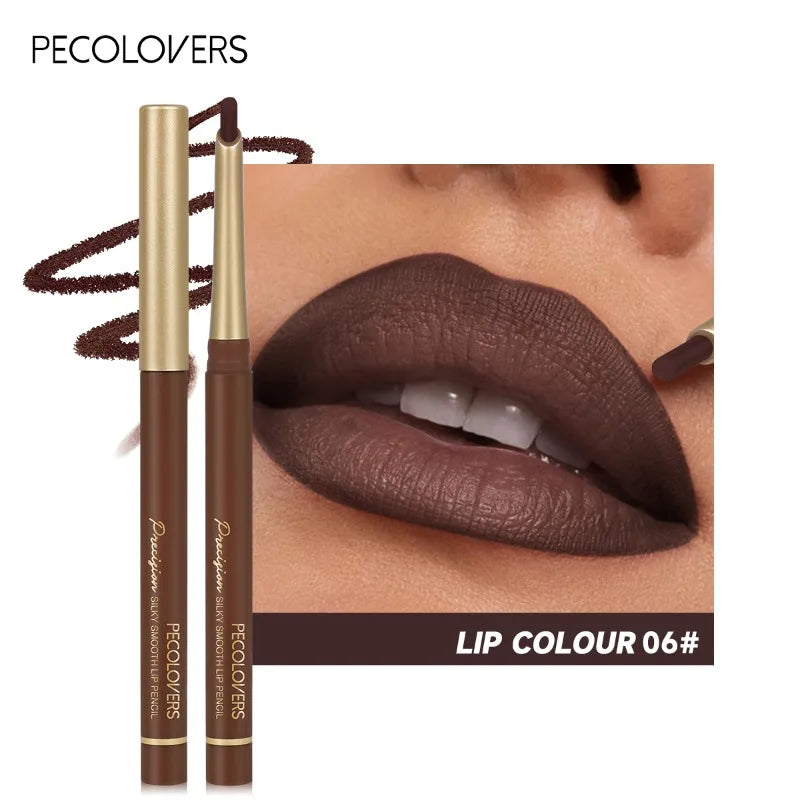 Inclined Tube Brown Tube Lip Liner, Multi-color Lipstick Pen, Depicting Lip Contours, Charming Lips, Lip Cosmetics Qme 06