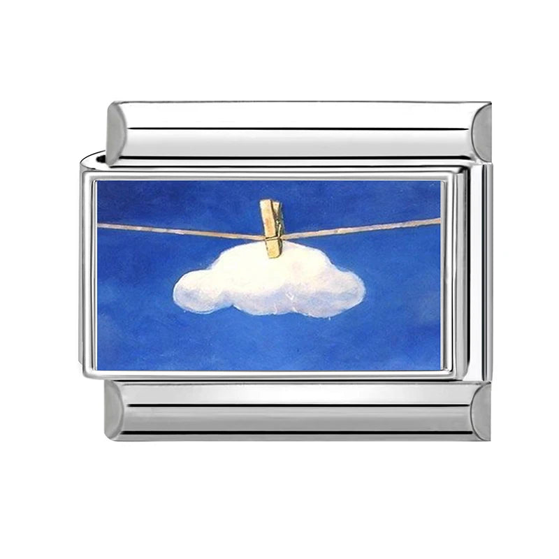 Fashion Blue Series Cartoon Shark Sea Seagull Crab Italian Charm