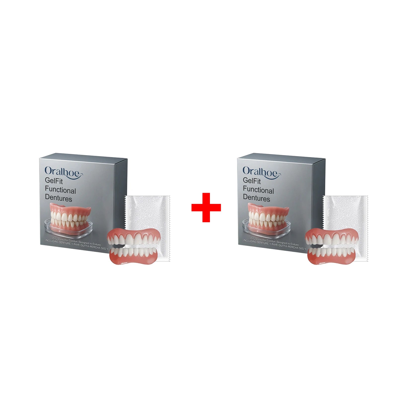 Oralhoe Dentures False Teeth Natural Color Temporary Tooth Caps for Broken Teeth Cover Silicone Teeth Denture DIY Denture Kit Qme 2 Sets