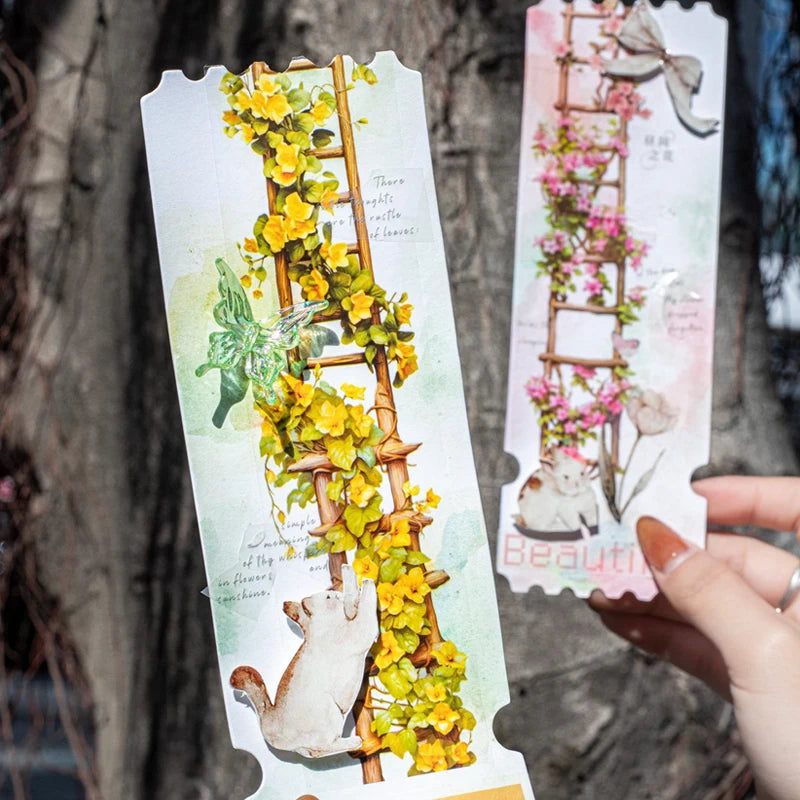 Washi Tape 40mm*2m Flower Ladder Garden Landscaping Tape - Handbook Stationery for DIY Handmade & Scrapbook Diary Decoration Qme