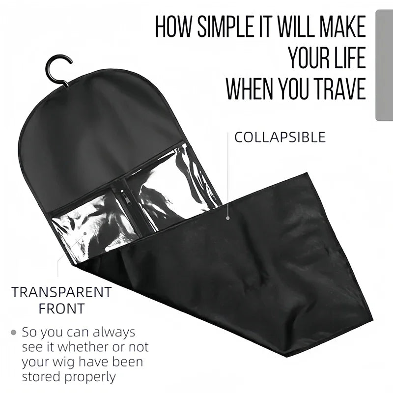 Wig Storage Bag Hanger Holder Case Wigs Pouch Water Dust-proof Qme