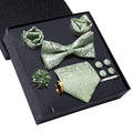 Hi-tie Luxury Box Light Green Paisley Jacquard Pattern Soft Men's Qme N3750