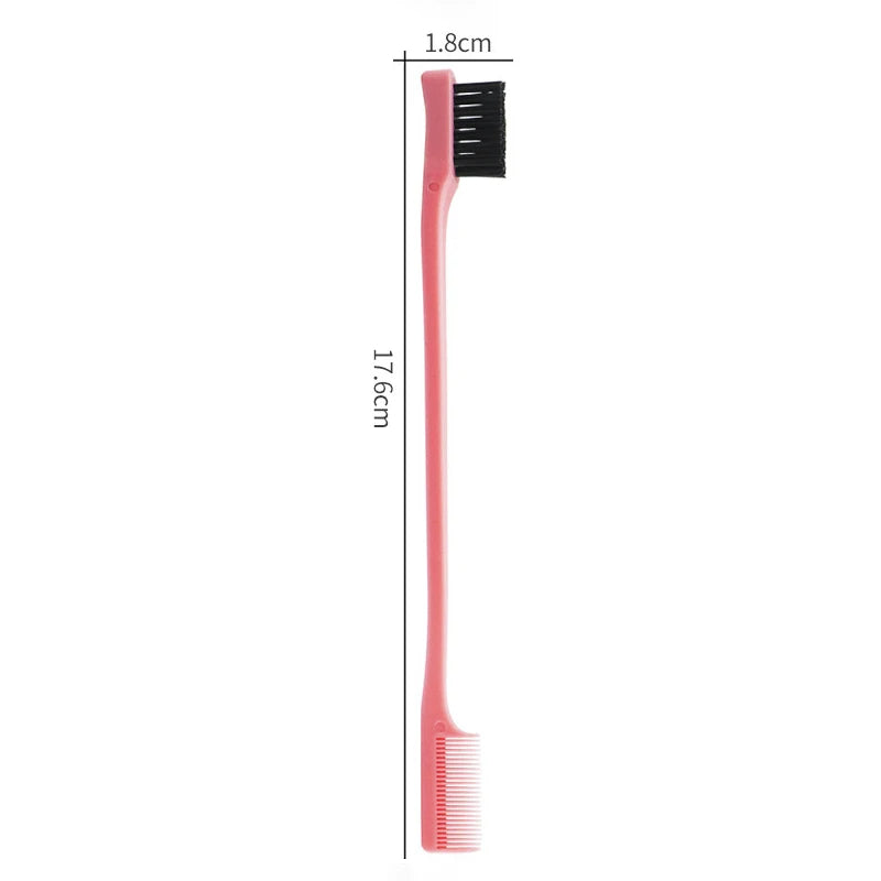 Hair Anti-static Edge Brush Comb 2-in-1 Double-sided Edge Control Brush Hair Styling Tool with Comb,Special for Real Hair Wigs Qme