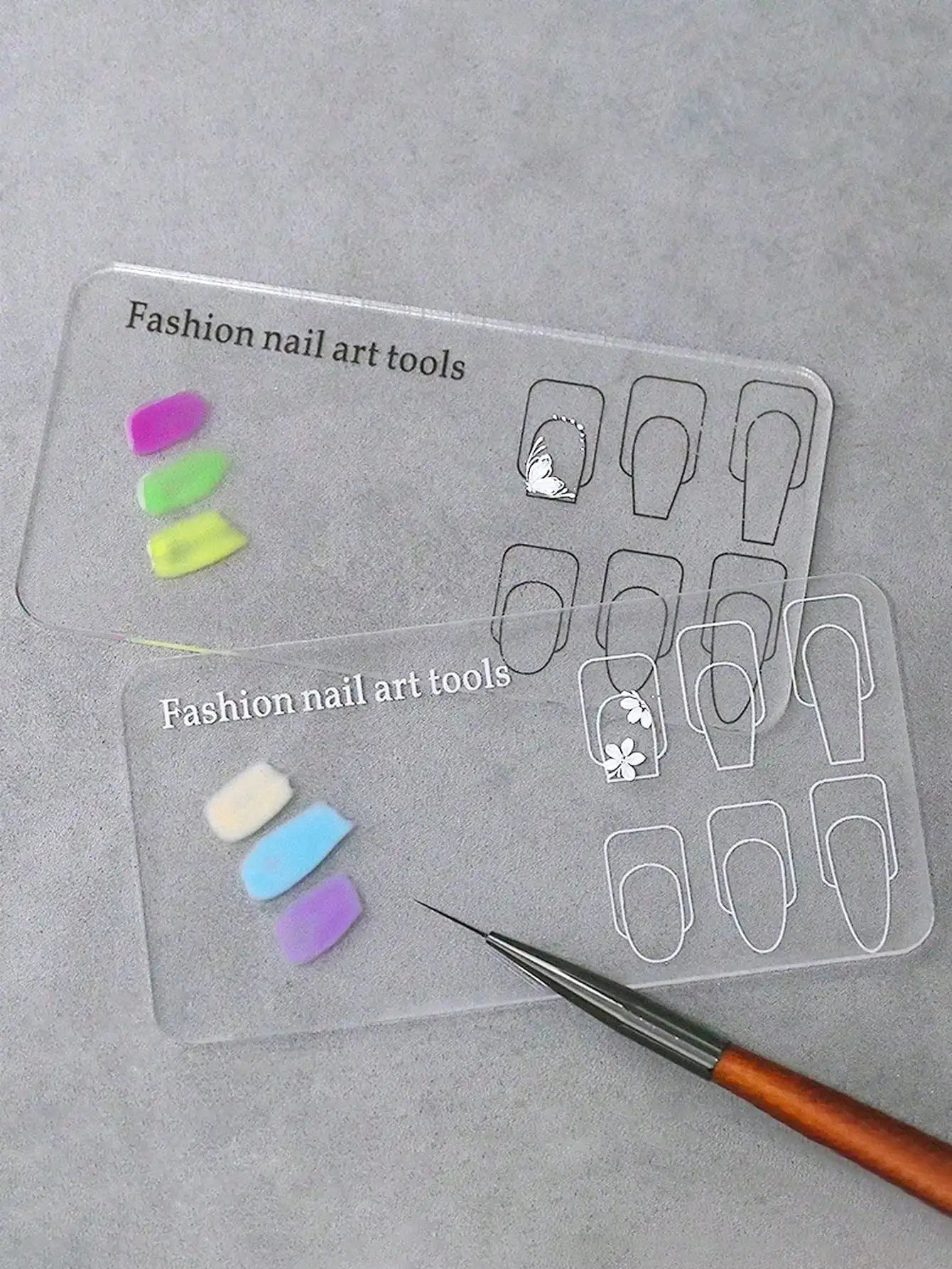 Nail Art Practice Palette Transparent Reusable Stencils Beginners Qme