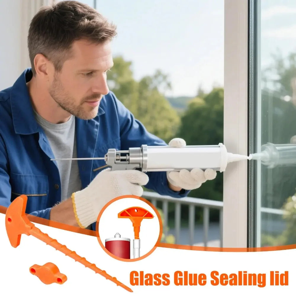 1 Set Glass Glue Sealing Cap Nozzle Cleaning Tools Portable Glass Caulk Tubes Prevents Drying Sealant Gun Nozzle Dredge Tools Qme