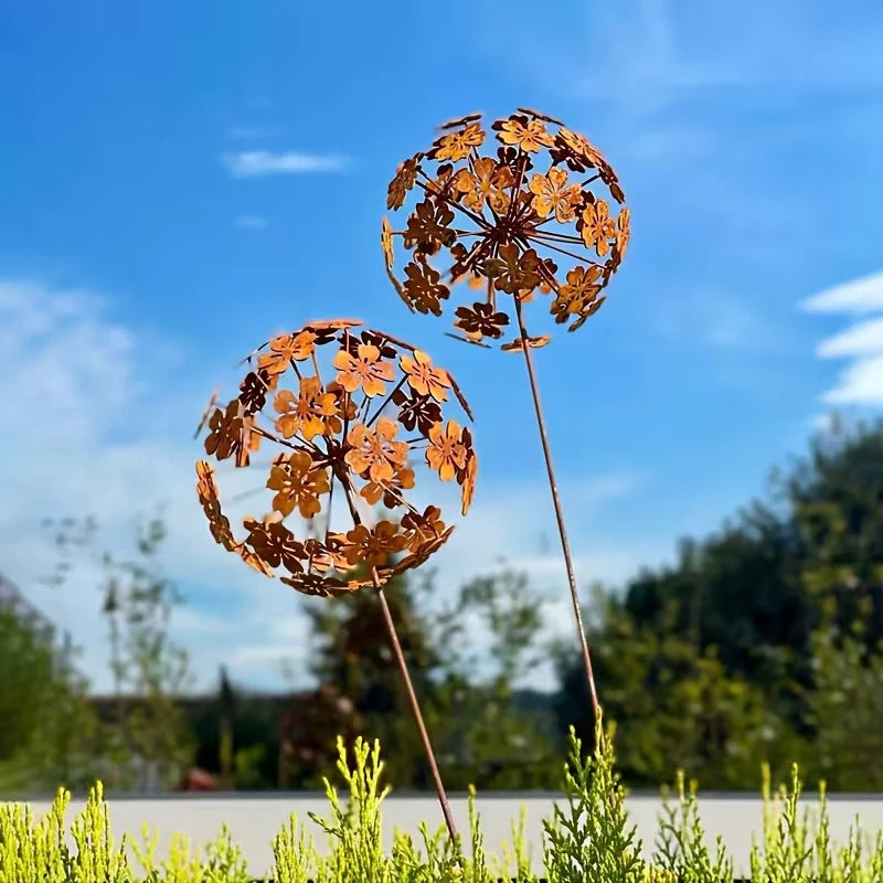 1Pc Vintage Metal 3D Dandelion Garden Sculptures Dandelion Garden Stake Decoration Metal Outdoor Sculpture Outdoor Decor. Qme