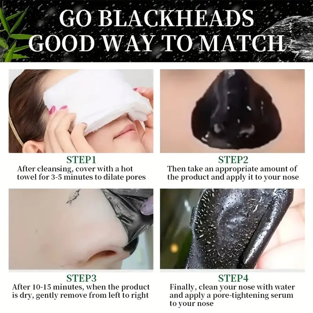 60g Bamboo Charcoal Fiber Mask Blackhead Removal Deep Mask Deep Cleansing Cleansing Exfoliating Mask Treatment Black Mask Qme