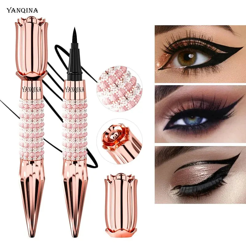 YANQINA Precision Liquid Eyeliner Pen - Long-lasting, Waterproof, Transfer-proof, Quick-Dry Black Eyeliner with Sparkling Design Qme